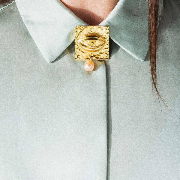 THE SEEKER BROCHE, forgyldt/lyserød, House of Vincent