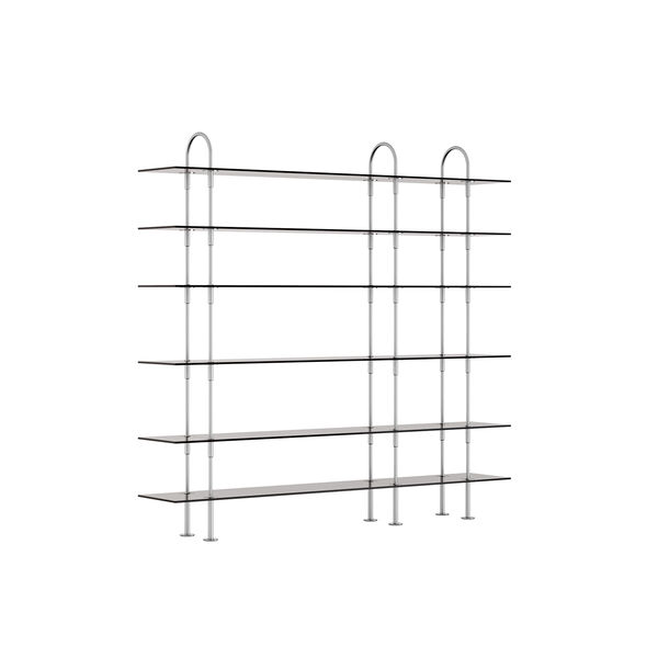 Keen Shelving, steel/smoked tempered glass, GUBI