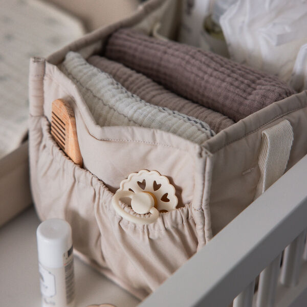 Pusleopbevaringskurv m/ hanke, morning beige, Sebra