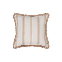 Striped Organic Cotton Fringe Pillow Cover, beige/white, Lexington