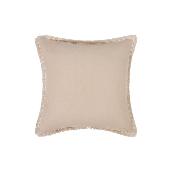 Summer Embroidered Patch Linen/Cotton Pillow Cover, beige/white, Lexington