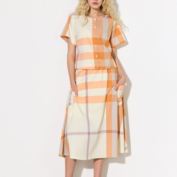 Frankie Skirt, orange checked, HUNK&Oslash;N