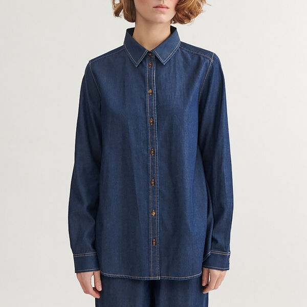 Bine LS Shirt, mid blue Bine LS Shirt, mid blue, Basic Apparel