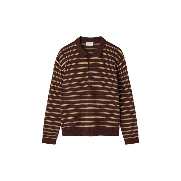 Teno Polo W Knitwear, dark wheat stripe, MarMar Copenhagen