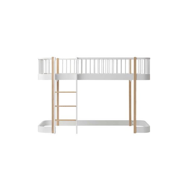 Wood Original halvhøj seng 90x200 cm, hvid/eg, Oliver Furniture