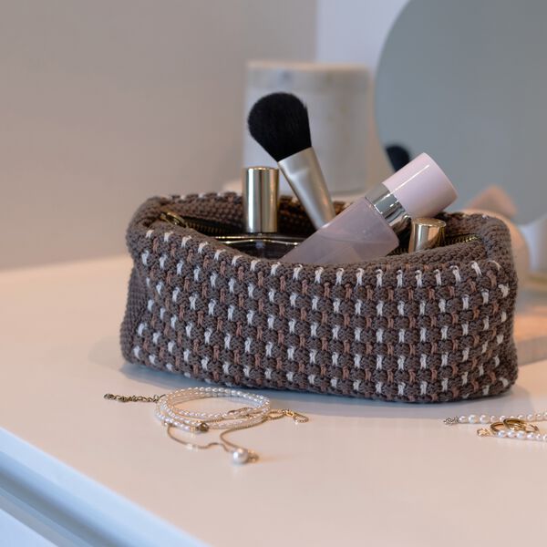 Strikket Clutch Multi, brown-beige_sugar, By LOHN