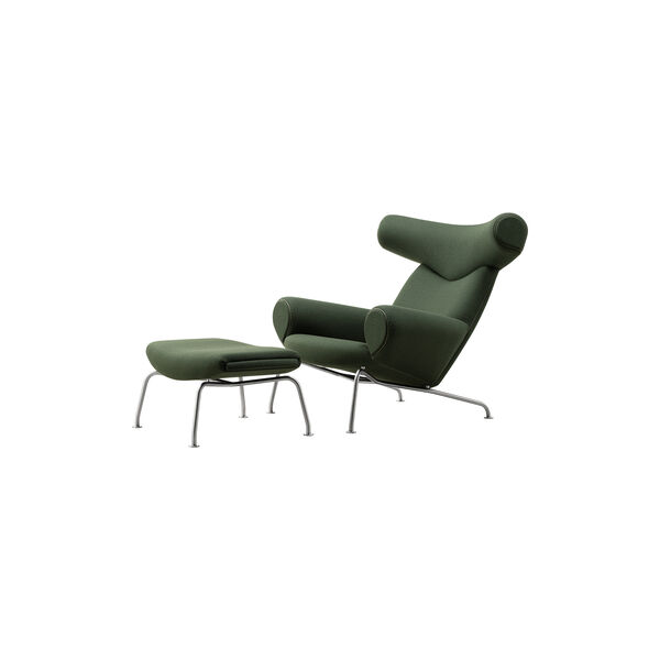 Wegner Ox Chair |  Olive| L&aelig;nestol + Ottoman, Fredericia Furniture