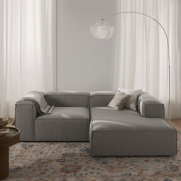 Lennon 2 Seater Modular Right Corner Sofa, boucl&eacute; taupe, Westwing Collection