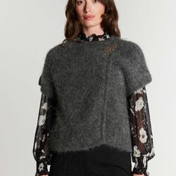 6873RDFYana knit vest, dark rock, RUE de FEMME