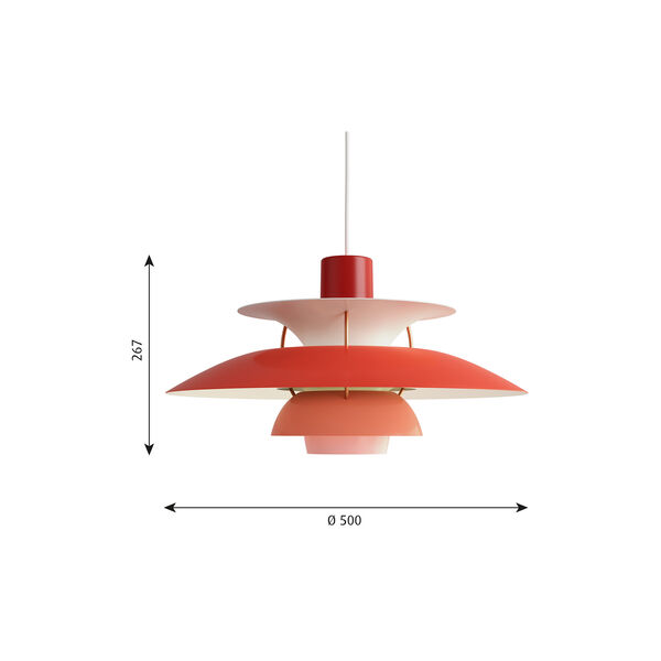 PH 5 pendel, rød, Louis Poulsen