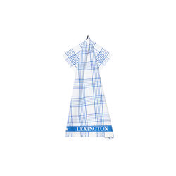 Checked Org Cotton Terry Kitchen Towel, white/blue, Lexington