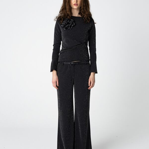 Lurex pants - Petra fit, black/ silver, Coster Copenhagen
