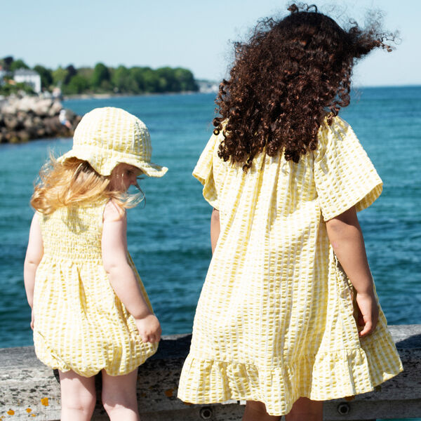 Flair Dress, lemon checks, Serendipity