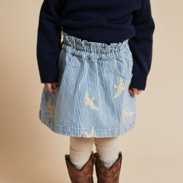 Y/D Twill Skirt w. Embroirdey, denim blue stripe Y/D Twill Skirt w. Embroirdey, denim blue stripe, Copenhagen Colors Organics