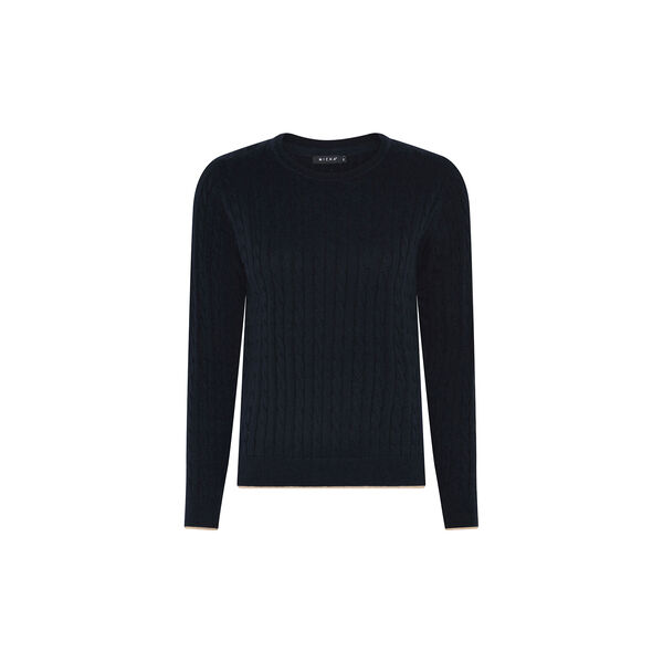 Classic Cable Knit, navy/beach sand, Micha