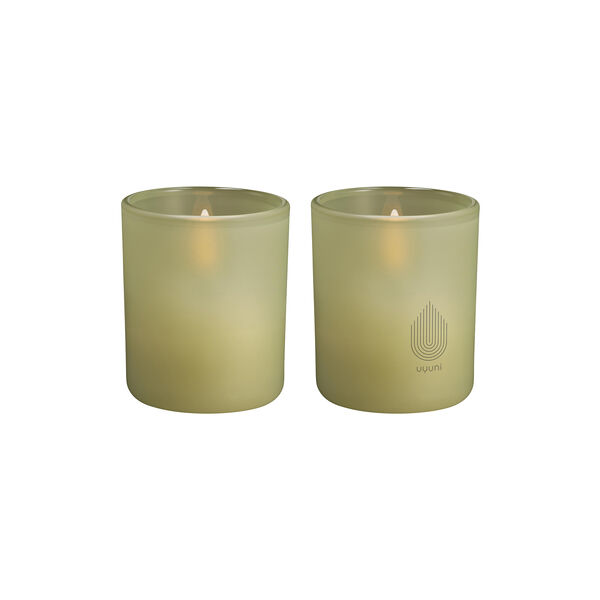 Glass Candle 2-pack, light green leaf, Uyuni Lighting