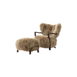 Wulff ATD2 Lounge Chair and ATD3 Pouf, Sheepskin honey/oiled walnut Wulff ATD2 Lounge Chair and ATD3 Pouf, Sheepskin honey/oiled walnut, &Tradition