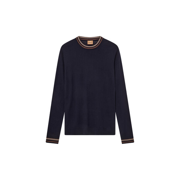 MMGAdam Contrast Crew Neck Knit, navy, MOS MOSH Gallery
