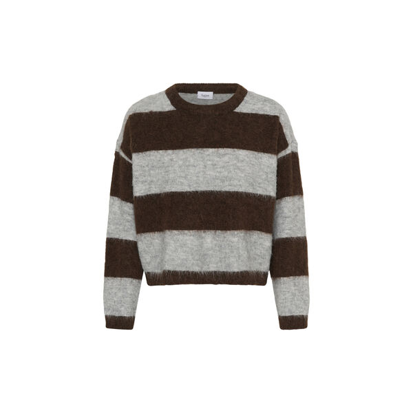 TayzieSZ Pullover, chocolate grey melange stripe, Saint Tropez