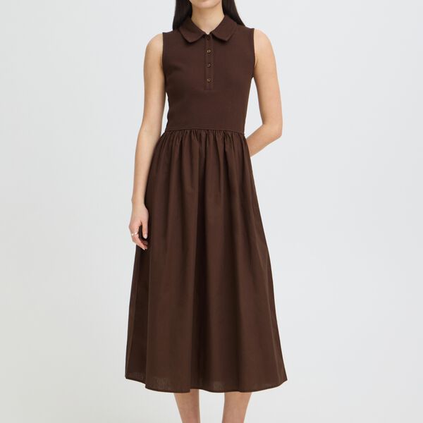 IHMONNA Polo Dress, chicory coffee, ICHI