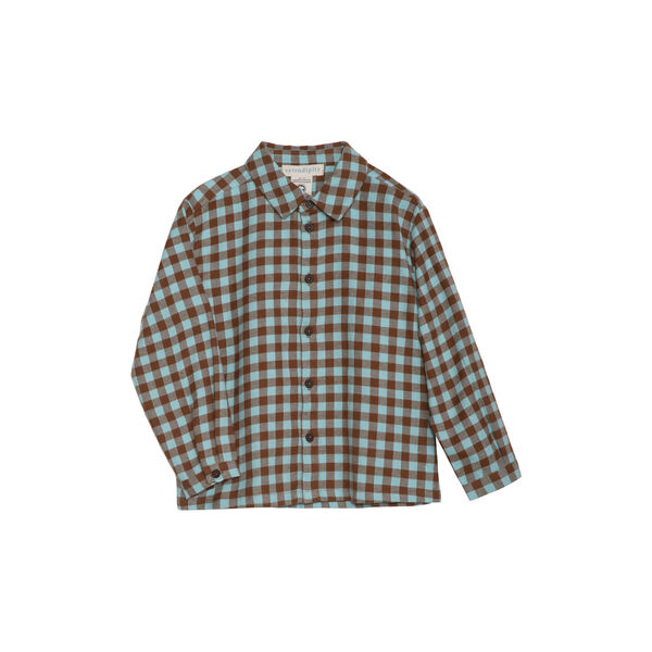 Brushed Collar Shirt, coffee checks, Serendipity
