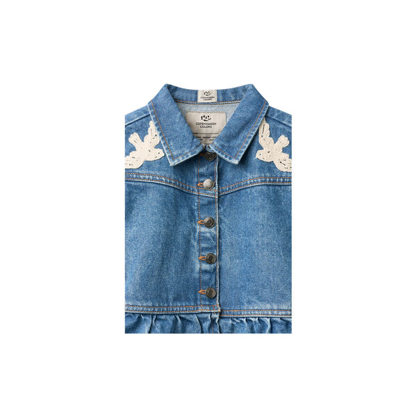 Denim Frill Jacket w. Crochet Doves, Copenhagen Colors Organics