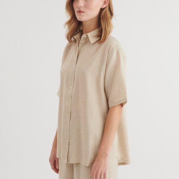 Carina Oversized Shirt, natural melange, Basic Apparel