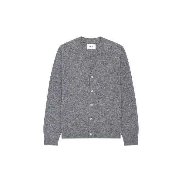 Jasper V-neck Cardigan, medium grey mel, NN.07