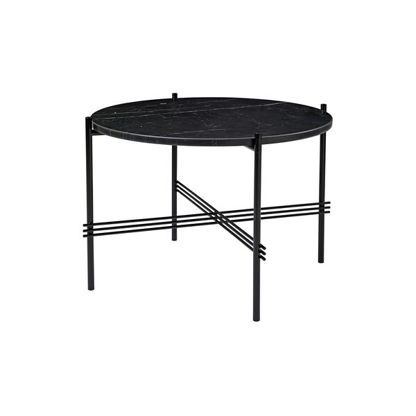TS Coffee Table Ø55, black marquina marble/black TS Coffee Table Ø55, black marquina marble/black, GUBI