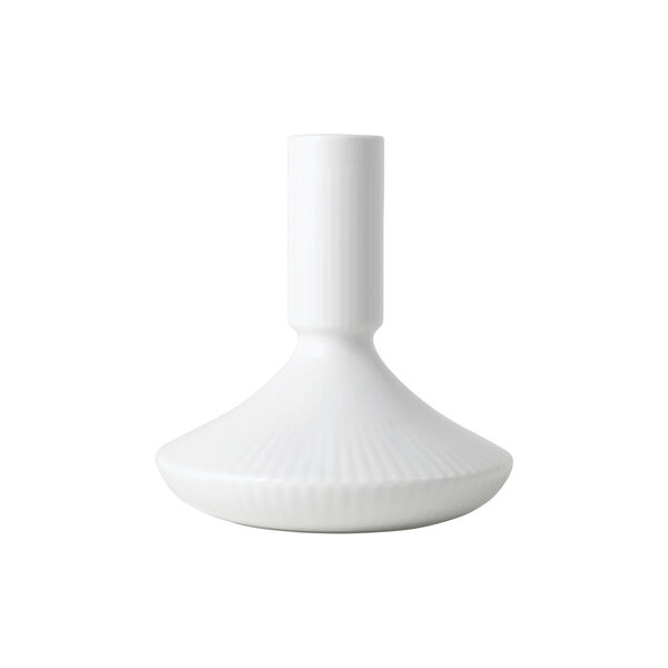 Hvid Riflet lysestage 12 cm, Royal Copenhagen