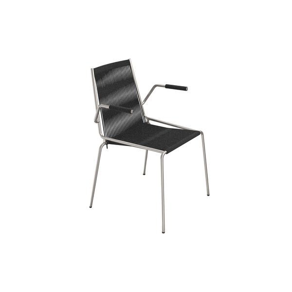 Noel Armrest Chair, steel/black linen, Thorup Copenhagen