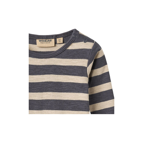 Body L/S Freddie, greyblue stripe, Wheat