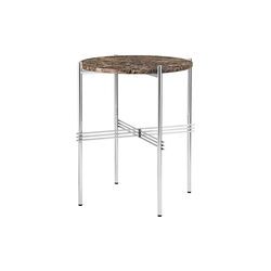 TS Side Table Round, brown emperador marble/steel TS Side Table Round, brown emperador marble/steel, GUBI
