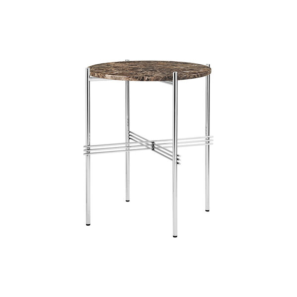 TS Side Table Round, brown emperador marble/steel TS Side Table Round, brown emperador marble/steel, GUBI