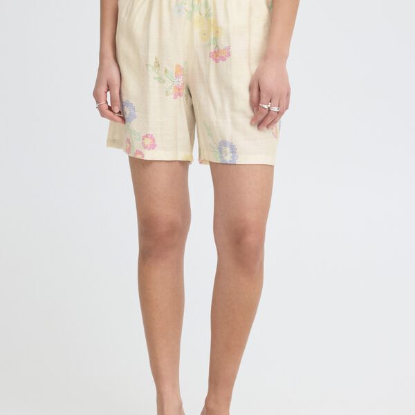IHGINNI Shorts, cross stitch flowers, ICHI