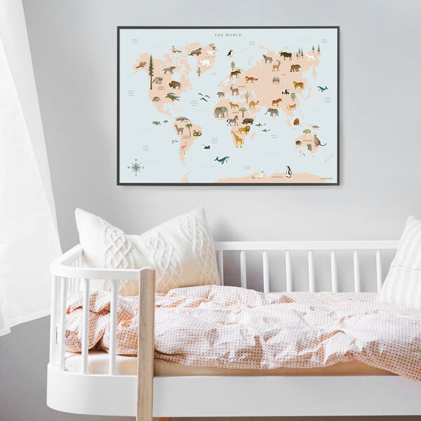 Verdenskort med dyr plakat, ViSSEVASSE