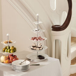 Hvid Riflet étagère 5 lag, Royal Copenhagen