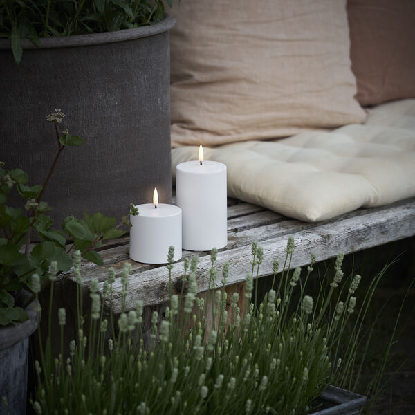 LED Outdoor Pillar Candle 13 cm, white, Uyuni Lighting