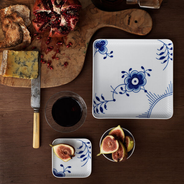 Blå Mega Riflet firkantet asiet 20 cm, Royal Copenhagen