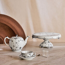 Sort Musselmalet Halvblonde fad på fod Ø 33 cm, Royal Copenhagen