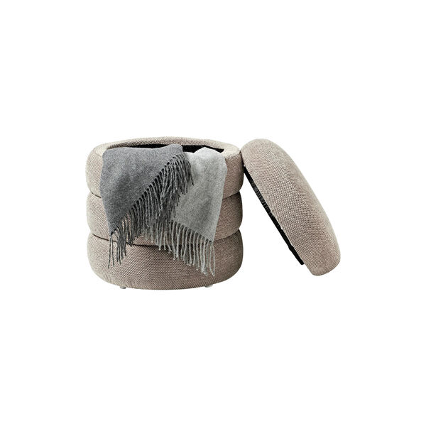 Alto puf med opbevaring, vævet taupe, Westwing Collection