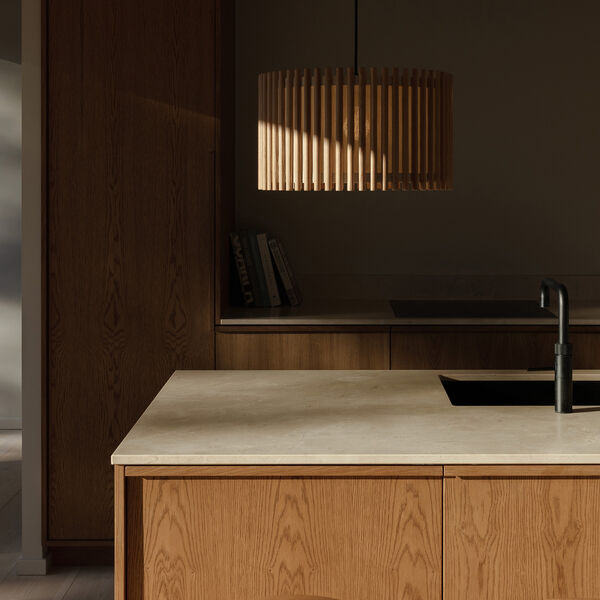 Komorebi Circle Pendant, oak/black, UMAGE