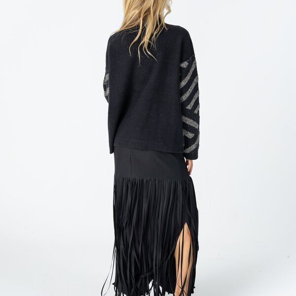 Knit with stripe pattern, black/sand stripe, Coster Copenhagen