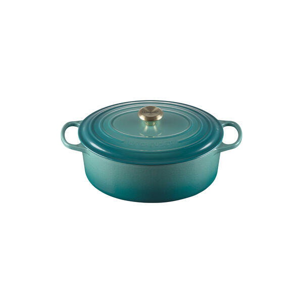 Signature st&oslash;bejern oval gryde &Oslash; 31 cm, bleu riviera, Le Creuset