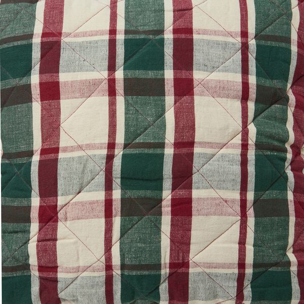 Quilted Checked Pillow Cover, green/red/beige, Lexington