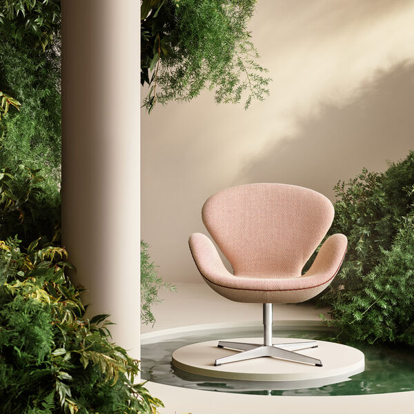 Svanen™ 3320 loungestol med keder Choice 2024, creme/brown 0428/chestnut, Fritz Hansen