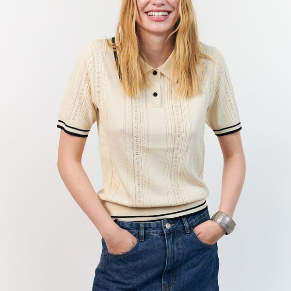 AndreaLL Polo Knit S/S, creme, Lollys Laundry