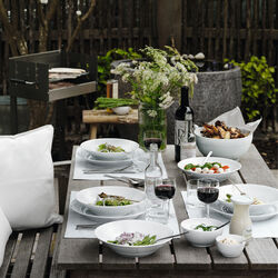 Hvid Riflet dyb tallerken Ø 24 cm, Royal Copenhagen