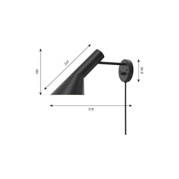 AJ væglampe, black AJ væglampe, black, Louis Poulsen