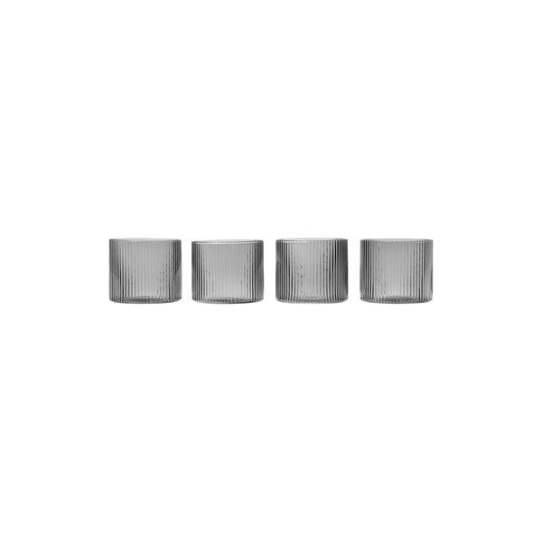 Ripple Low Glasses 4 pcs, smoked grey, ferm LIVING